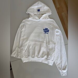 Pacific republic- Pull&Bear White Hoodie with Blue Print size S (like new)